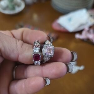 Elegant Silver and Red Gemstone Ring